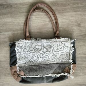 Myra  Bag  Cotton & Leather + Hide Shoulder Bag BOHO